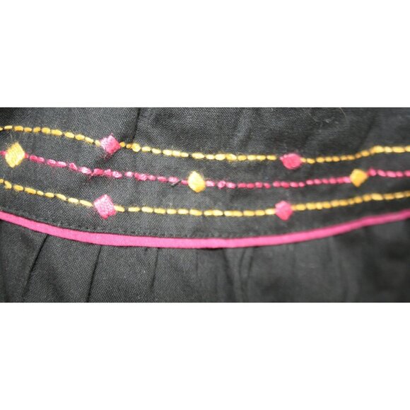 VTG Gypsy Pier 1 Global Boho Hippie Tiered Maxi Skirt Black Cotton Embroidered - Picture 5 of 7